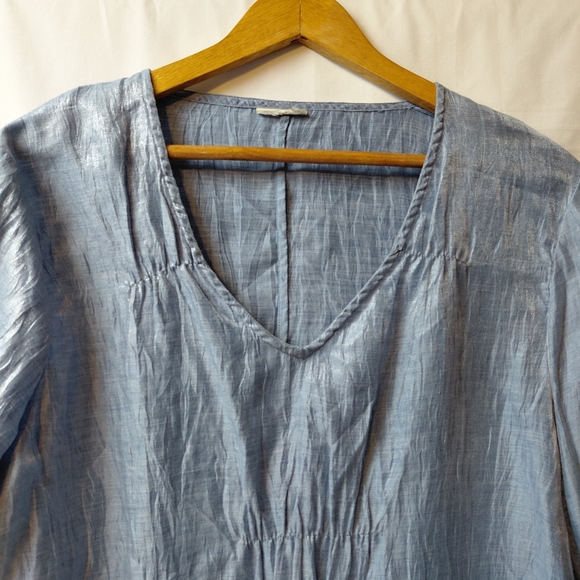J Jill Linen Nylon Blend V Neck Tunic Women's Size Large Bell Sleeve Crinkle - Picture 3 of 4